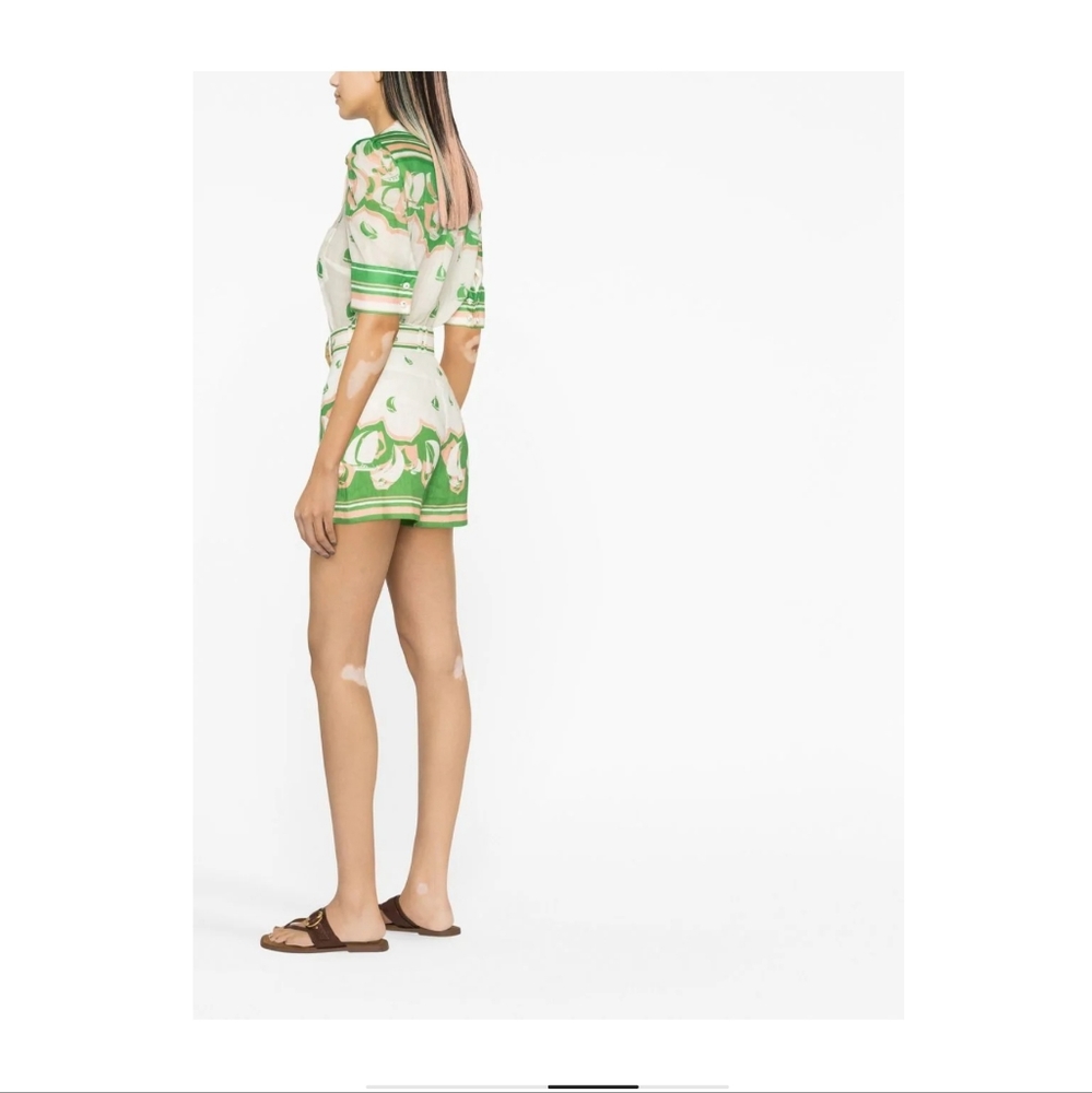 Zimmermann High Tide green Sailboat shirt and shorts 2 pc set - Picture 3 of 16